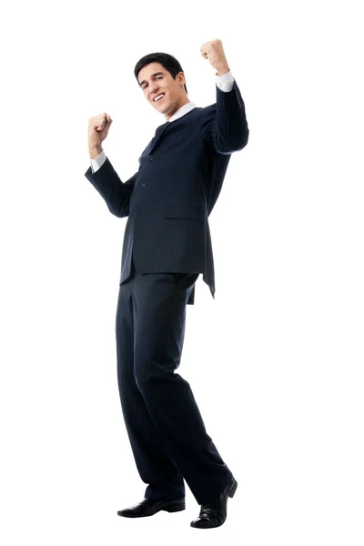 Gelukkig lachend zakenman, op wit — Stockfoto