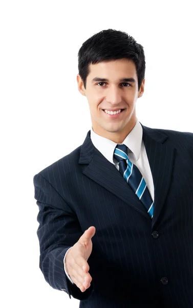 Glada leende affärsman, på vitt — Stockfoto