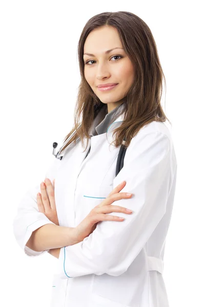 Porträt einer Ärztin oder Krankenschwester, isoliert auf weiß — Stockfoto