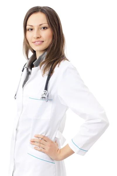 Portrét ženský lékař nebo sestra, izolované na bílém — Stock fotografie