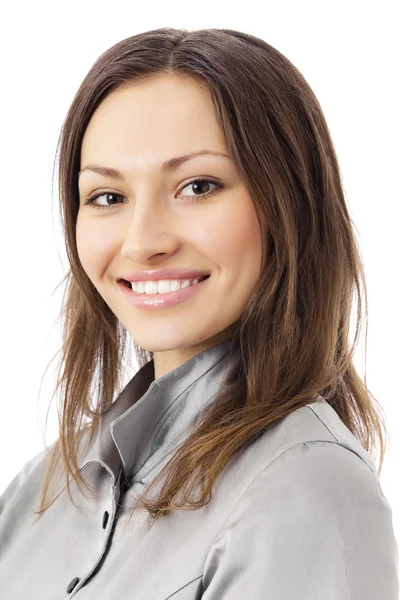 Portrait of happy businesswoman, isolated on white — Stock Photo, Image