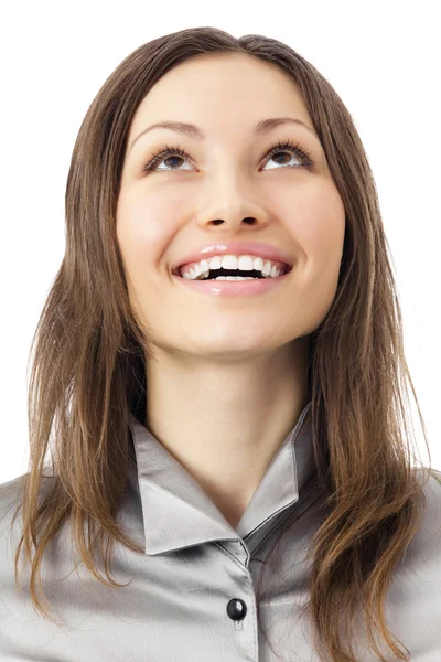 Porträt einer glücklichen Geschäftsfrau, isoliert auf Weiß — Stockfoto