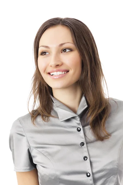 Портрет щасливої бізнес-леді, ізольовані на білому — стокове фото