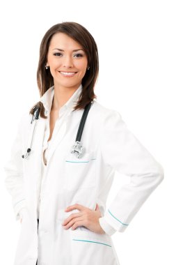 Young happy smiling female doctor, isolated clipart