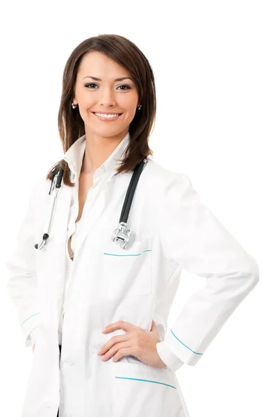 Joven feliz sonriente médico femenino, aislado — Foto de Stock