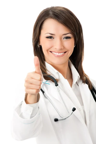 Jovem feliz sorrindo médico feminino, isolado — Fotografia de Stock