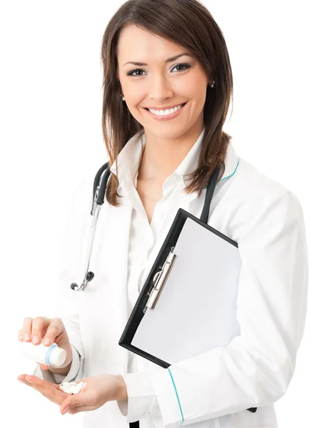 Joven feliz sonriente médico femenino, aislado — Foto de Stock