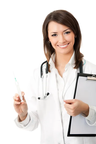 Joven feliz sonriente médico femenino, aislado —  Fotos de Stock