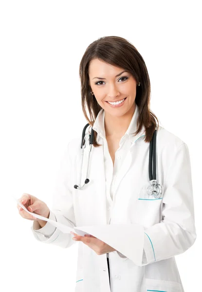 Young happy smiling female doctor, isolated Stock Picture