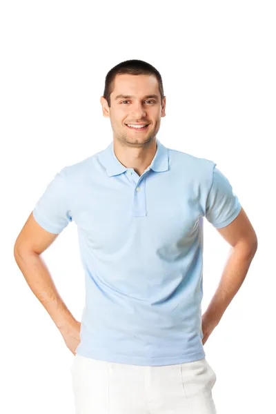 Portret szczęśliwy uśmiechający się człowieka, na białym tle — Zdjęcie stockowe