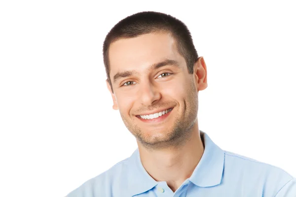 Portret van gelukkig lachende man, geïsoleerd op wit — Stockfoto