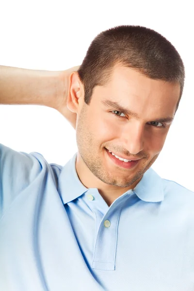 Porträt eines glücklich lächelnden Mannes, isoliert auf Weiß — Stockfoto