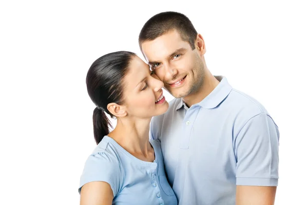 Portré, fiatal, boldog, mosolygós vonzó pár, az elszigetelt w — Stock Fotó