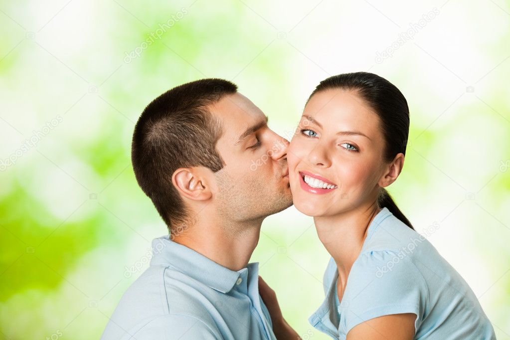 Portrait of young happy smiling couple