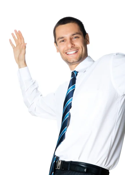 Happy businessman, on white — Stock Photo, Image