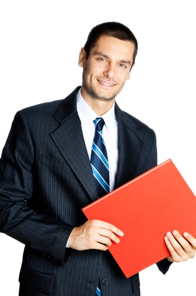 Businessman with folder, isolated on white background — Stock Photo, Image