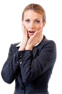 Shocked businesswoman, isolated on white clipart