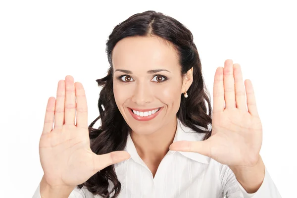 Mujer de negocios con gesto de stop —  Fotos de Stock