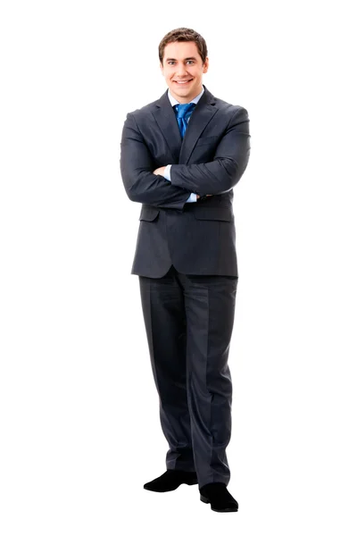 Retrato de cuerpo completo de hombre de negocios, aislado en blanco — Foto de Stock