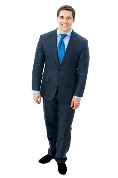 Bovenaanzicht volledige lichaam portret van gelukkig lachend zakenman, isolat — Stockfoto