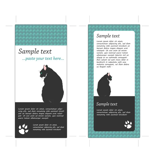 Två dubbelsidiga kort med katt — Stock vektor