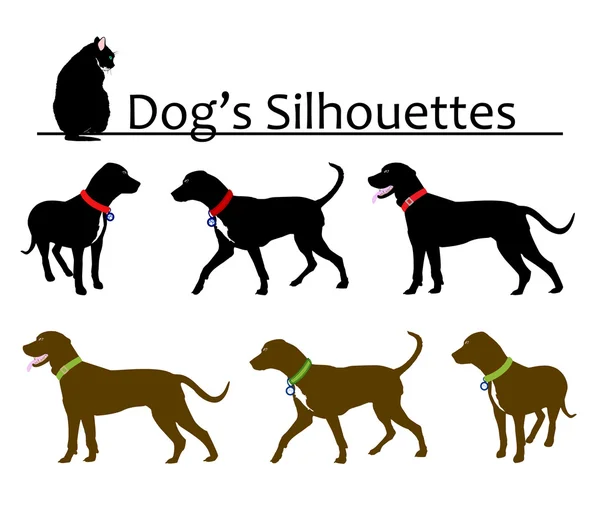 犬のシルエットのセット — ストックベクタ