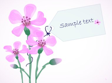 Mesaj kart ile çiçekler