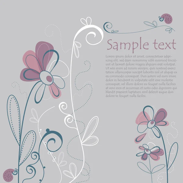 Illustrated Floral Card with Text — Stock Vector