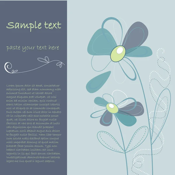Illustrerad blommig kort med text — Stock vektor