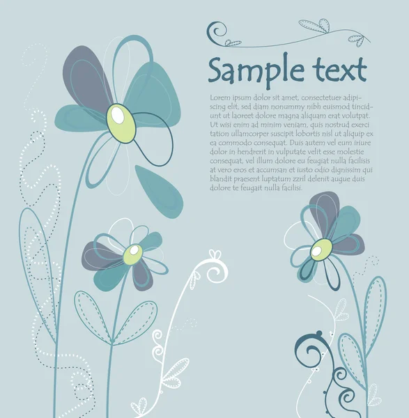 Illustrerad blommig kort med text — Stock vektor