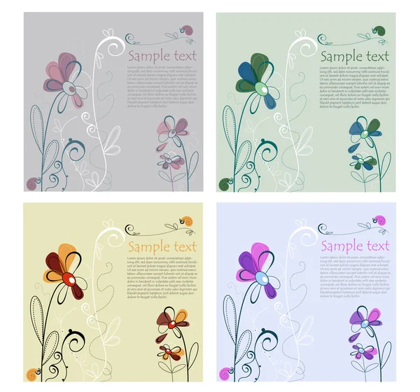 Εικονογραφημένο floral σύνολο με έκταση για το κείμενο σας — Διανυσματικό Αρχείο