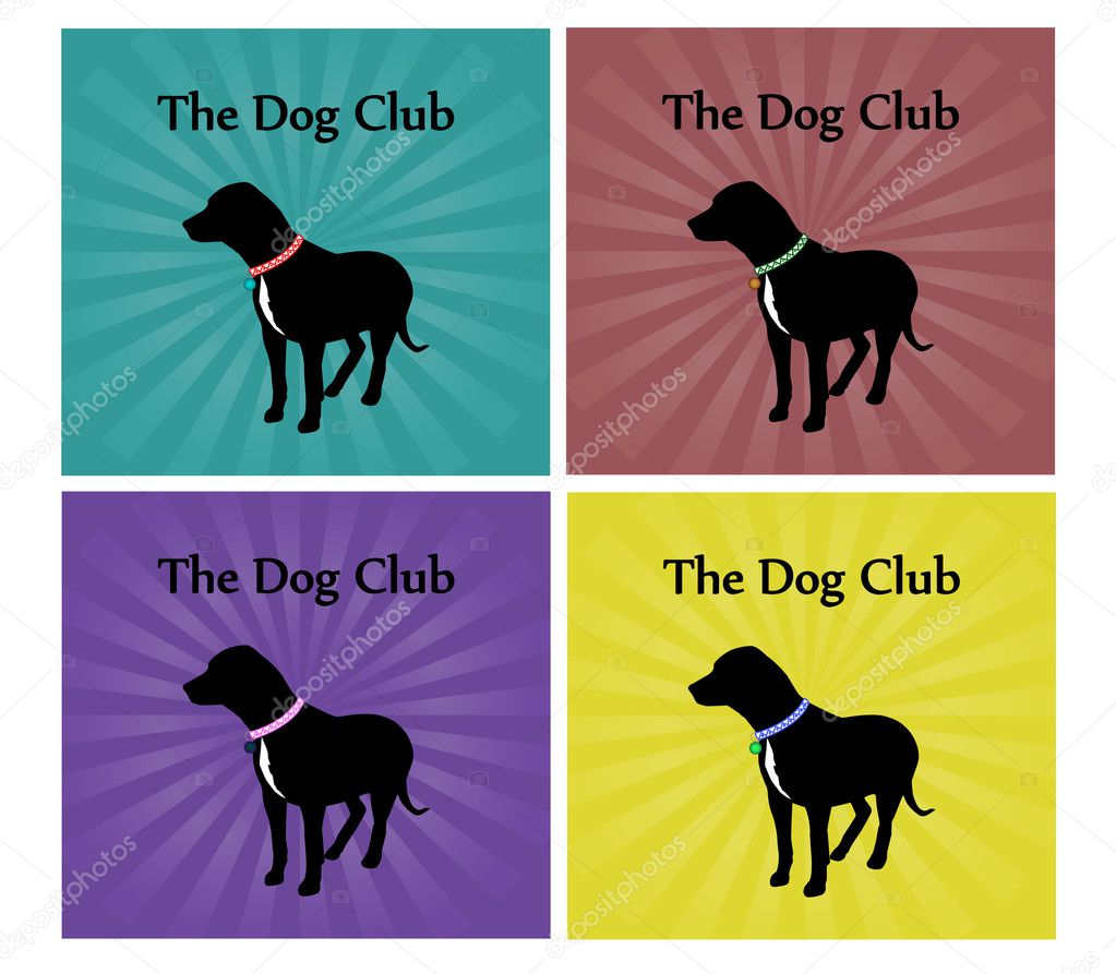 Colorful Set of Dog's Silhouettes