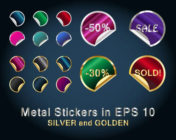 Set of Metallic Stickers — Stock Vector