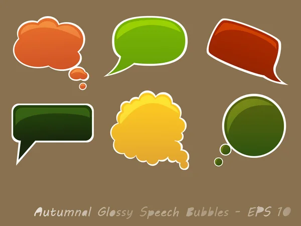 Set of Autumnal Glossy Speech Bubbles — Stock Vector