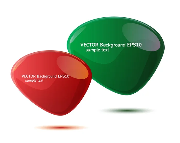 Rood en groen glanzende tekstballonnen — Stockvector