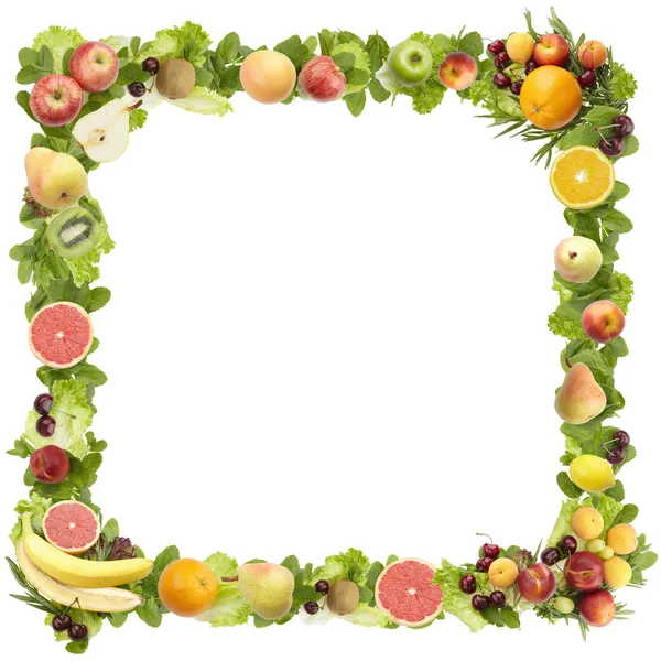 A armação feita de frutas em um fundo branco — Fotografia de Stock