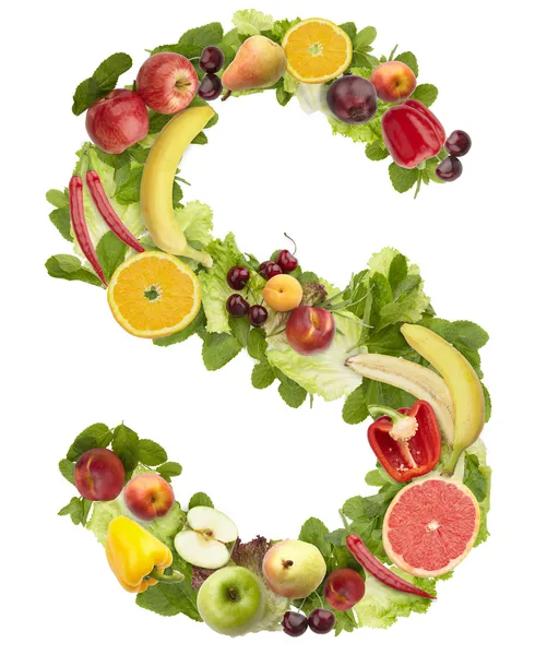 Obst- und Gemüsealphabet - Buchstaben s — Stockfoto
