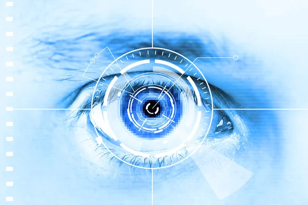 Tecnología escanear el ojo del hombre para la seguridad o identificación —  Fotos de Stock