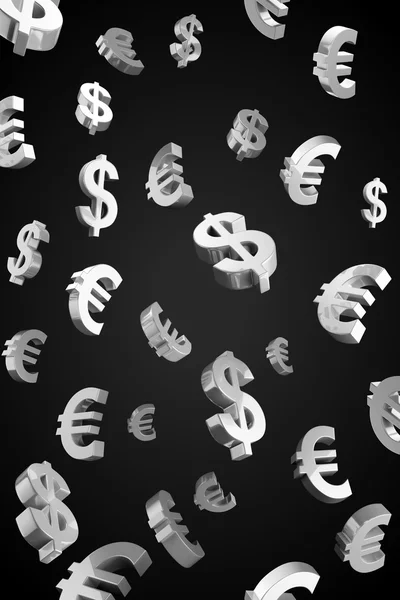 Evro ve dolar işareti yağmur — Stok fotoğraf