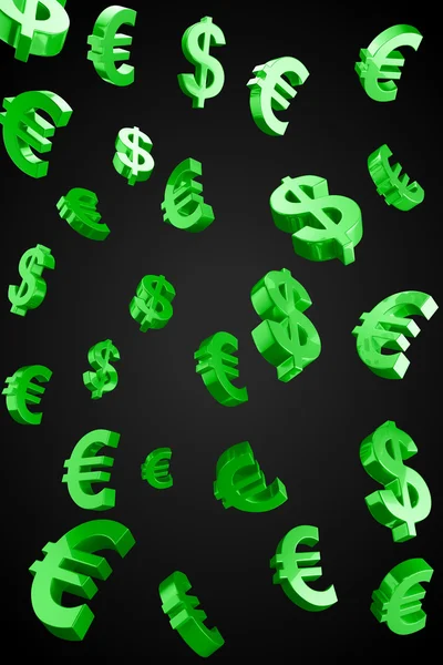 Evro verde e Dollaro segni pioggia — Foto Stock