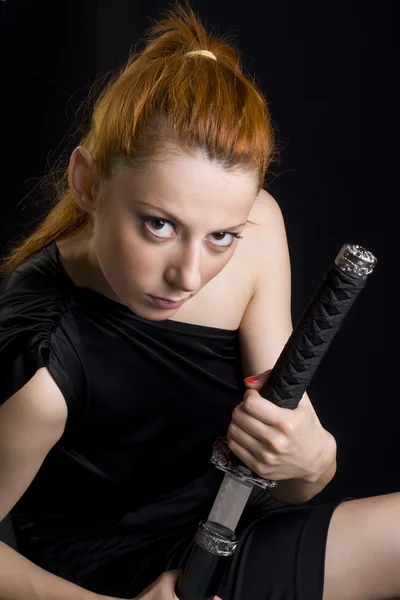 stock image Red woman with Katana