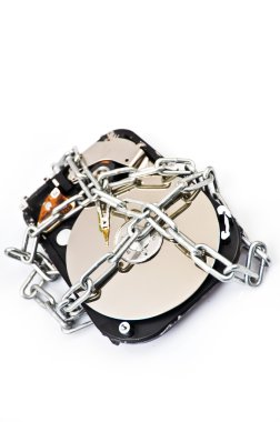 Hard drive in chains clipart