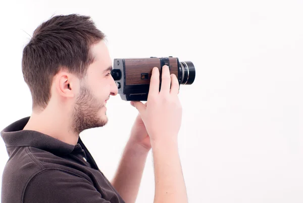成人男性の保持しているカメラ — ストック写真