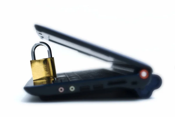 stock image Notebook and locked locker.