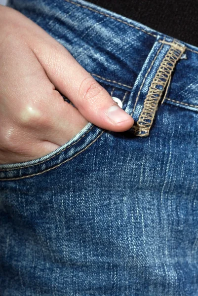 stock image Hand in jeans pocket