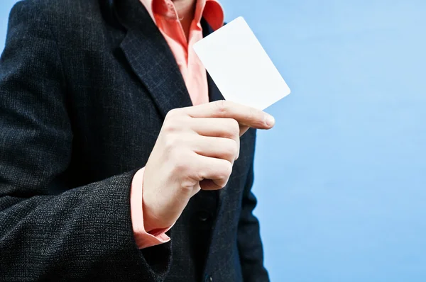 stock image Bussines man empty card