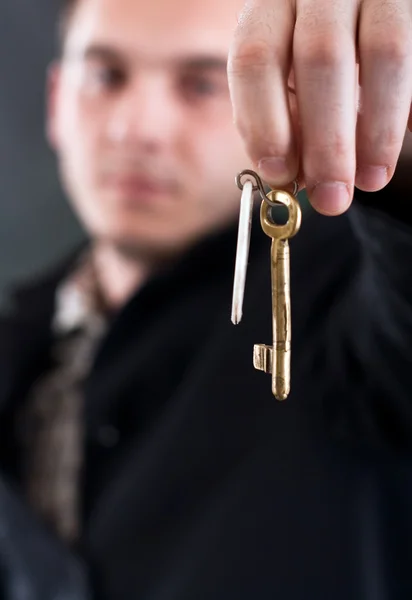 stock image Man halding keys