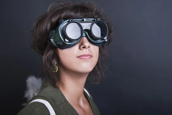 stock image Girl wearing welding glasses