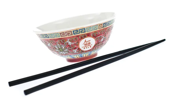 stock image Chinese bowl with chinese sticks