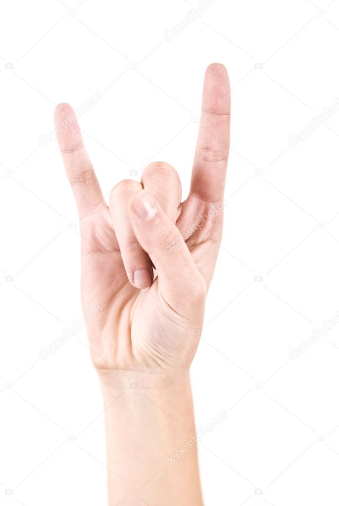 Hand with crazy rock gesture